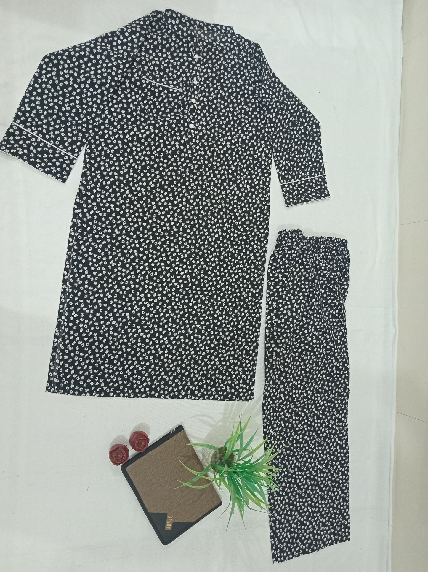 2 Piece Printed Lawn Black Dress