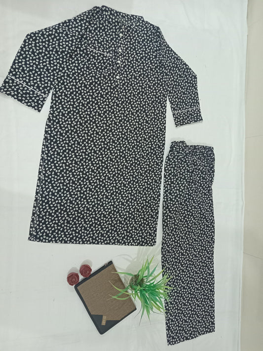2 Piece Printed Lawn Black Dress